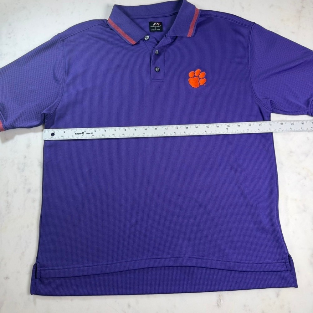 Pro Player Clemson Tigers Polo Mens Large Purple NCAA Short Sleeve Excellent - Picture 5 of 8